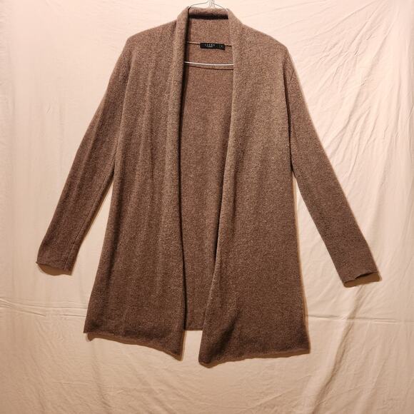 Lusso 100% Cashmere Sz S Long Open Cardigan Old Money Brown Quiet Luxury Sweater - Picture 8 of 8